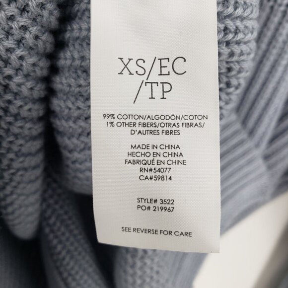 Cabi Fair Play Reversible Cardigan Sweater XS Zip Up Cotton Relaxed 3522 Blue - Picture 8 of 8